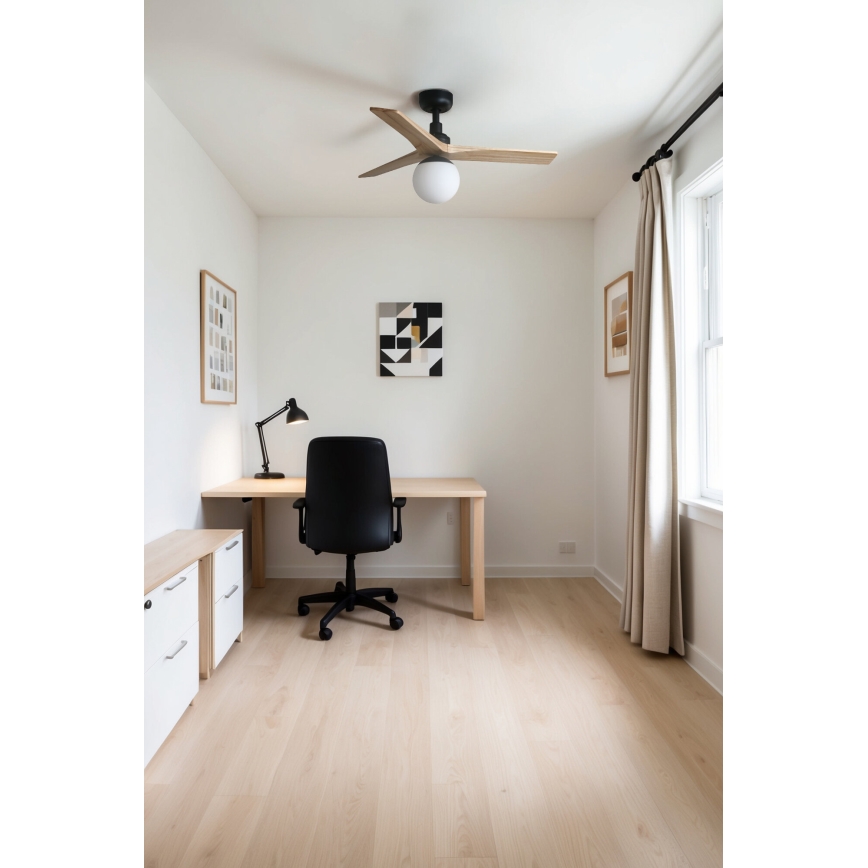 FARO 34284-11L - Ventilateur de plafond KLIM S 1xE27/15W/230V bois/noir d. 92,5 cm + Télécommande