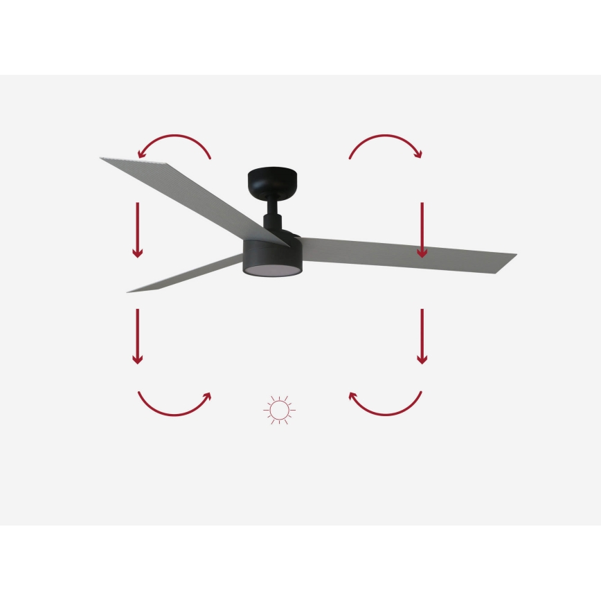 FARO 34286-1TW - Dimmbarer LED-Deckenventilator CRUISER L LED/18W/230V 2700/4000/6500K d 132 cm schwarz/grau + Fernbedienung