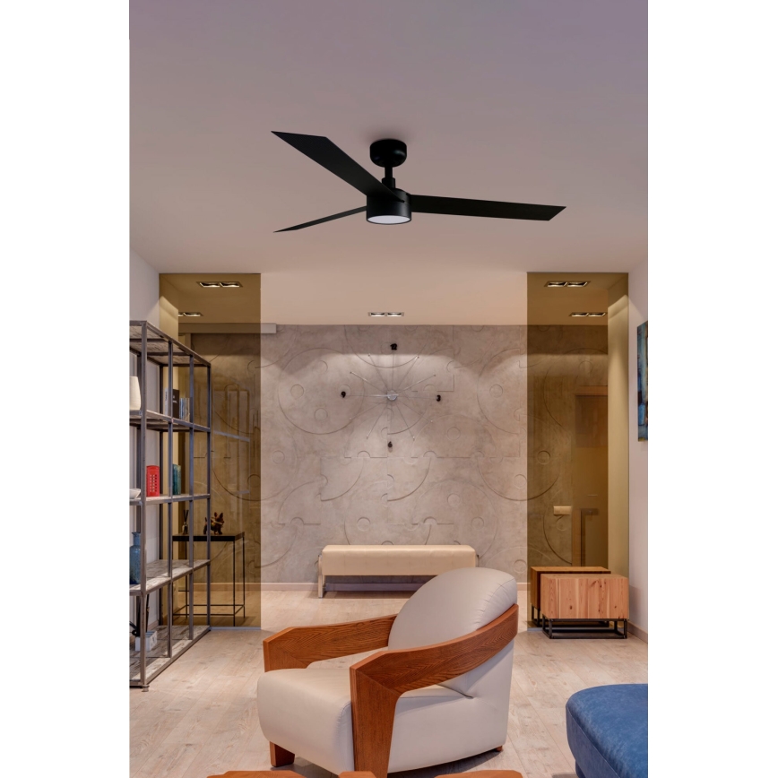 FARO 34291-1TW - Ventilateur de plafond à intensité variable CRUISER LED/20W/230V 2700/4000/6500K d. 132 cm noir + télécommande