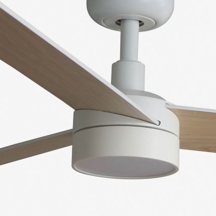FARO 34295WT-1TW - Ventilatore da soffitto dimmerabile a LED RUDDER S LED/18W/230V 2700/4350/6000K bianco/beige diametro 106 cm Wi-Fi Tuya + telecomando