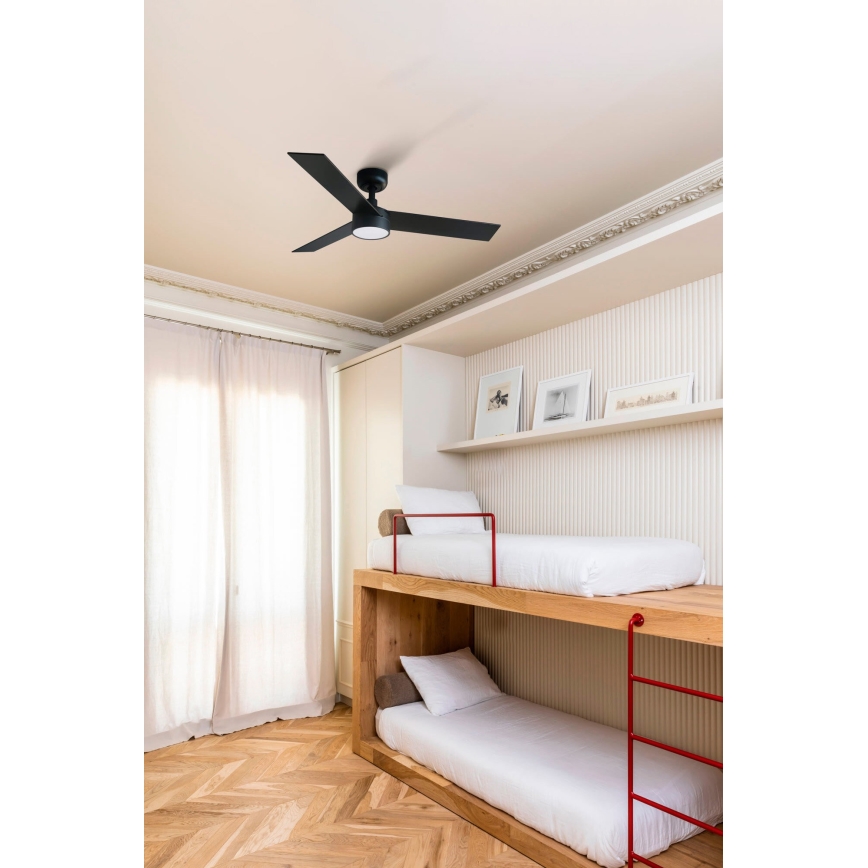 FARO 34296-1TW - ventilateur de plafond LED dimmable RUDDER S LED/18W/230V 2700/3000/4000K Ø 106 cm noir + télécommande