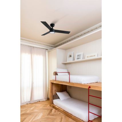FARO 34296-1TW - Ventilatore da soffitto dimmerabile a LED RUDDER S LED/18W/230V 2700/4000/6500K diametro 106 cm nero + telecomando