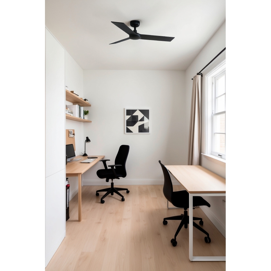 FARO 34296WT - Deckenventilator RUDDER S schwarz/braun d 106 cm Wi-Fi Tuya + Fernbedienung