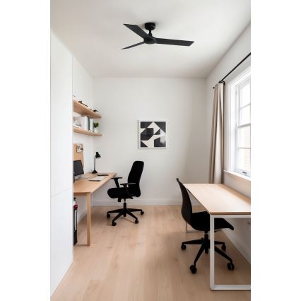 FARO 34296WT - Ventilatore da soffitto RUDDER S nero/marrone diametro 106 cm Wi-Fi Tuya + telecomando