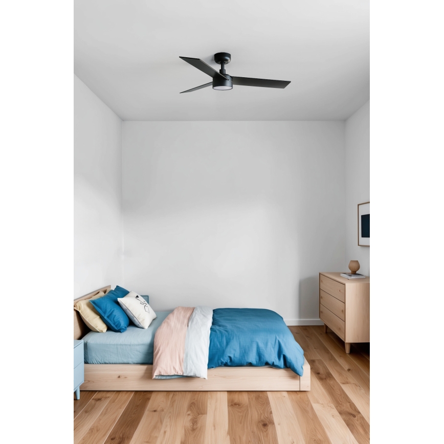 FARO 34296WT1S - Ventilatore da soffitto dimmerabile RUDDER S LED/18W/230V 2700/3000/4000K Ø 106 cm marrone/nero Wi-Fi Tuya + telecomando