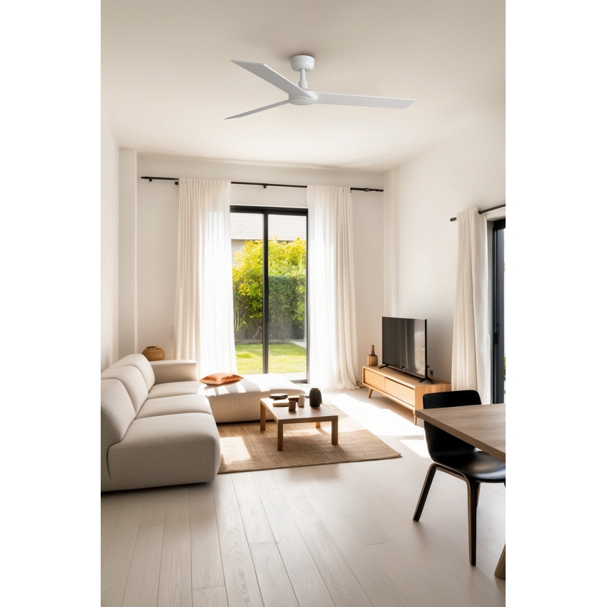 FARO 34297WT - Deckenventilator RUDDER L weiß/beige d 132 cm Wi-Fi Tuya + Fernbedienung