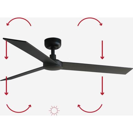 FARO 34298WP - Ventilatore da soffitto RUDDER L nero diametro 132 cm SMART + telecomando