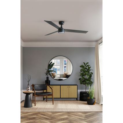 FARO 34298WT1S - Ventilatore da soffitto dimmerabile RUDDER L LED/18W/230V 2700/3000/4000K Ø 132 cm marrone/nero Wi-Fi Tuya + telecomando