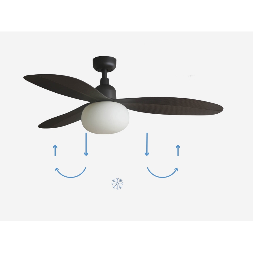 FARO 34301-11L - Ventilatore da soffitto PALMA 1xE27/15W/230V marrone diametro 129 cm IP44 + telecomando