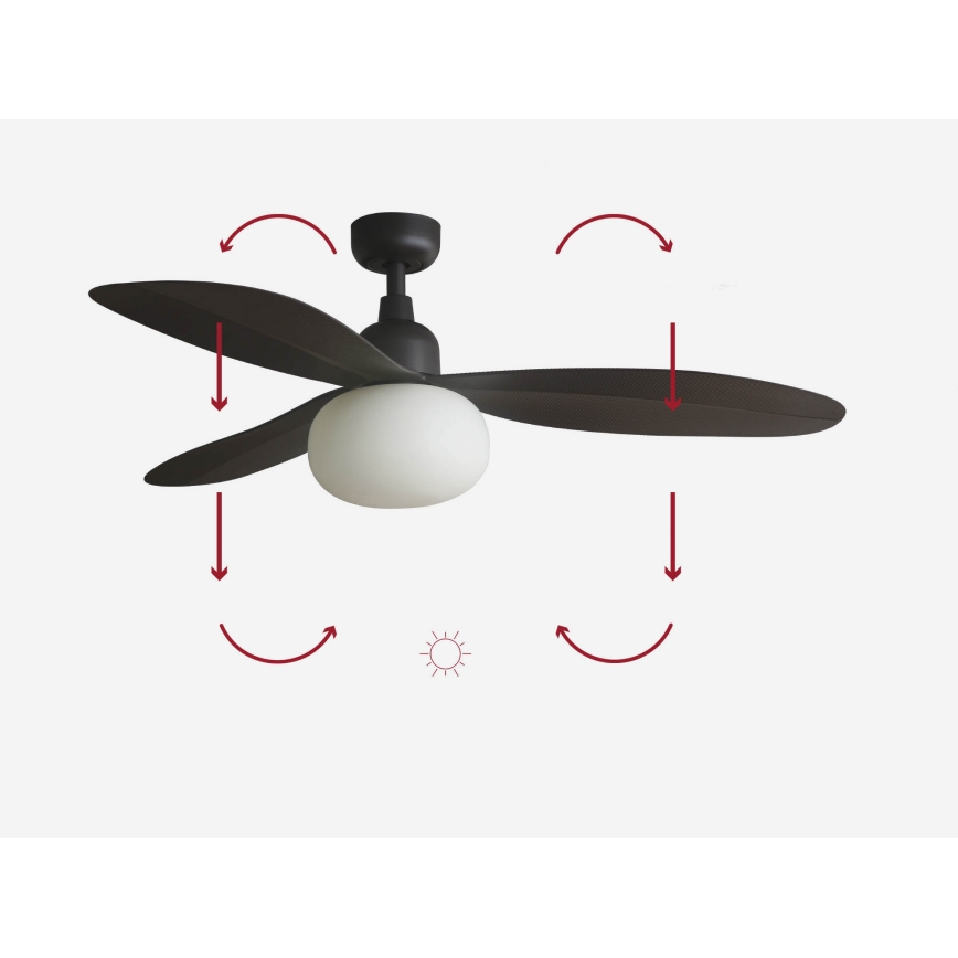 FARO 34301-11L - Ventilatore da soffitto PALMA 1xE27/15W/230V marrone diametro 129 cm IP44 + telecomando