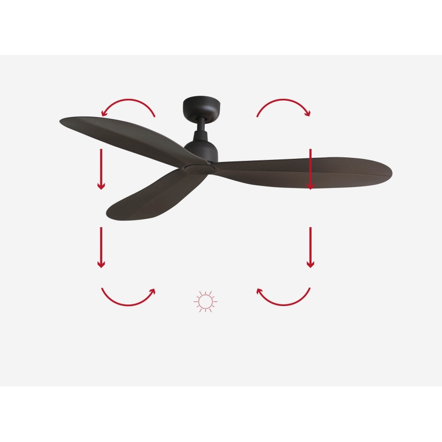 FARO 34301 - Ventilatore da soffitto PALMA marrone diametro 129 cm IP44 + telecomando