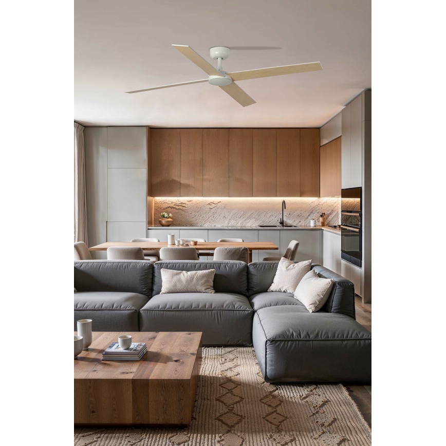 FARO 34355 - Ventilateur de plafond RUDDER L beige/blanc d. 132 cm + Télécommande