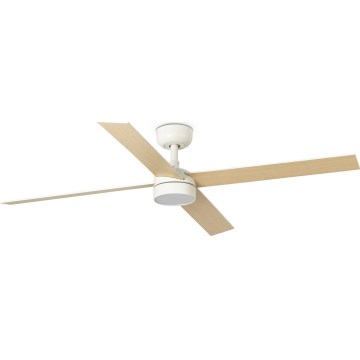 FARO 34355WT-1TW - Ventilateur de plafond à intensité variable RUDDER L LED/18W/230V 2700/4350/6000K blanc/beige d. 132 cm Wi-Fi Tuya + Télécommande