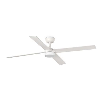 FARO 34355WT-1TW - Ventilateur de plafond à intensité variable RUDDER L LED/18W/230V 2700/4350/6000K blanc/beige d. 132 cm Wi-Fi Tuya + Télécommande