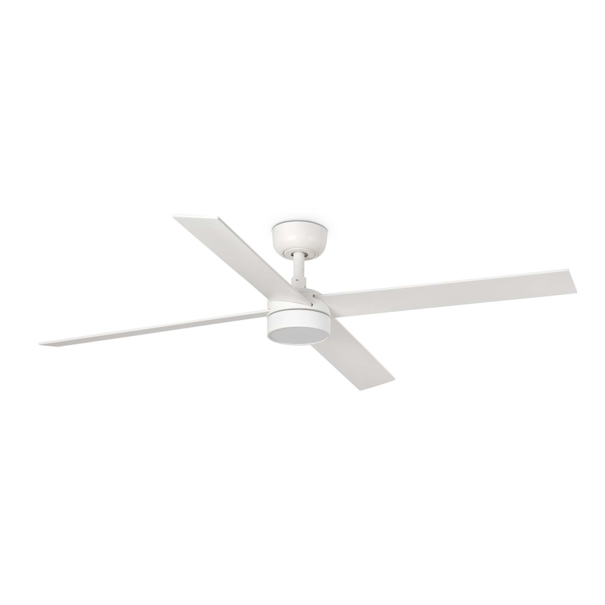 FARO 34355WT-1TW - Ventilateur de plafond à intensité variable RUDDER L LED/18W/230V 2700/4350/6000K blanc/beige d. 132 cm Wi-Fi Tuya + Télécommande