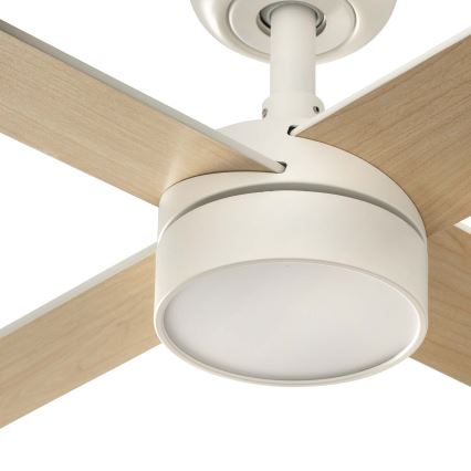 FARO 34355WT-1TW - Ventilateur de plafond à intensité variable RUDDER L LED/18W/230V 2700/4350/6000K blanc/beige d. 132 cm Wi-Fi Tuya + Télécommande