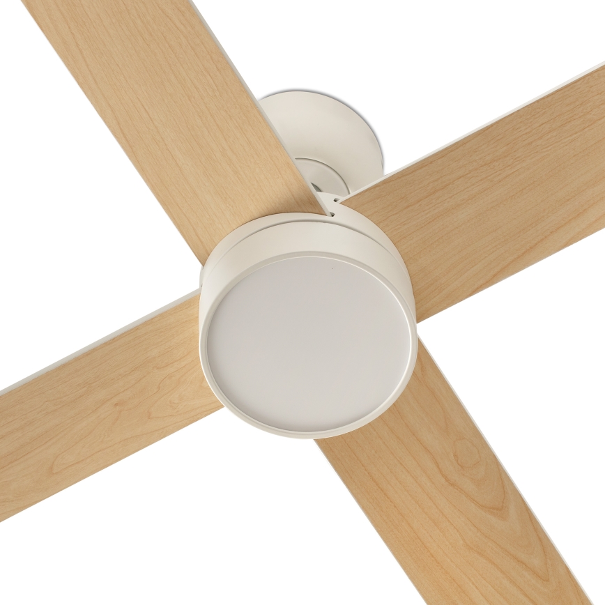 FARO 34355WT-1TW - Ventilateur de plafond à intensité variable RUDDER L LED/18W/230V 2700/4350/6000K blanc/beige d. 132 cm Wi-Fi Tuya + Télécommande