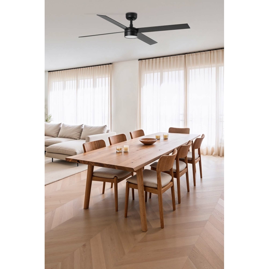 FARO 34356-1TW - Ventilateur de plafond à intensité variable RUDDER L LED/20W/230V noir/marron d. 132 cm + Télécommande