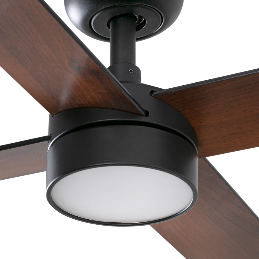 FARO 34356WT-1TW - Dimmbarer LED-Deckenventilator RUDDER L LED/18W/230V 2700/4350/6000K braun/schwarz d 132 cm Wi-Fi Tuya + Fernbedienung