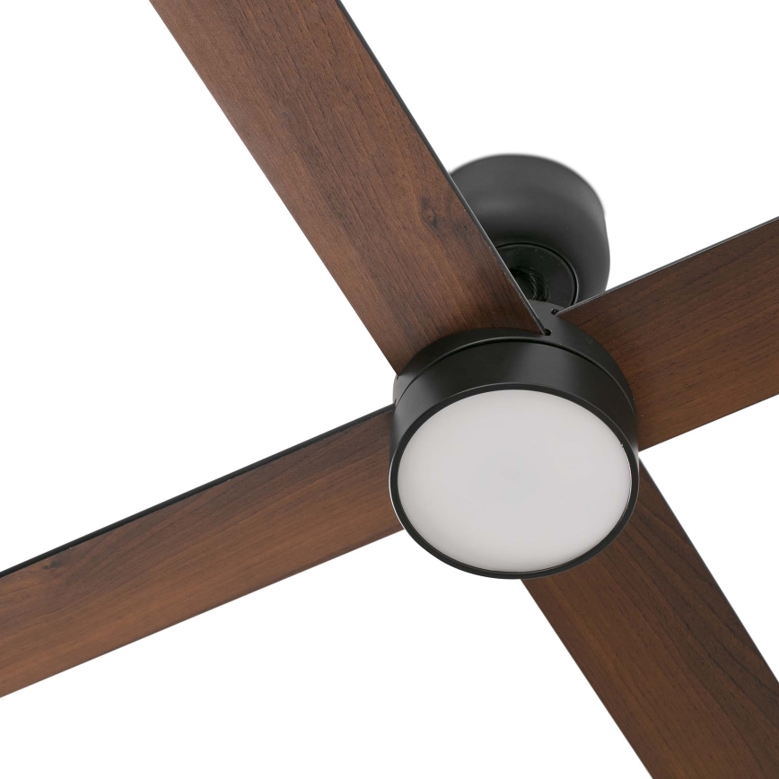 FARO 34356WT-1TW - Dimmbarer LED-Deckenventilator RUDDER L LED/18W/230V 2700/4350/6000K braun/schwarz d 132 cm Wi-Fi Tuya + Fernbedienung