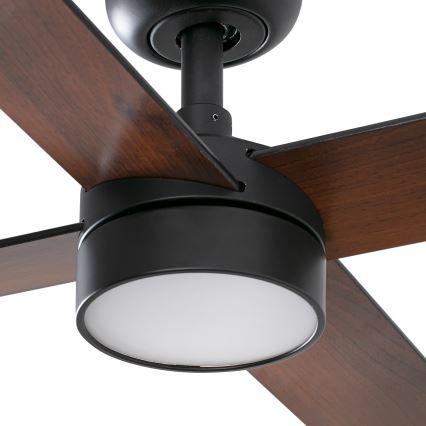 FARO 34356WT-1TW - Ventilateur de plafond à intensité variable RUDDER L LED/18W/230V 2700/4350/6000K marron/noir d. 132 cm Wi-Fi Tuya + Télécommande