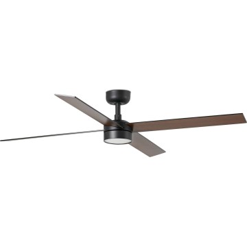 FARO 34356WT-1TW - Ventilatore da soffitto dimmerabile a LED RUDDER L LED/18W/230V 2700/4350/6000K marrone/nero diametro 132 cm Wi-Fi Tuya + telecomando