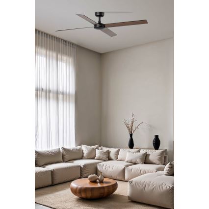 FARO 34356WT - Ventilatore da soffitto RUDDER L marrone/nero diametro 132 cm Wi-Fi Tuya + telecomando