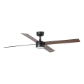 FARO 34356WT1S - LED-dimmbarer Deckenventilator RUDDER L LED/18W/230V 2700/3000/4000K Ø 132 cm braun/schwarz Wi-Fi Tuya + Fernbedienung