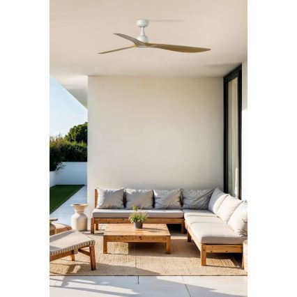 FARO 34361 - Ventilatore da soffitto OUTWOOD L marrone/bianco diametro 150 cm IP44 + telecomando