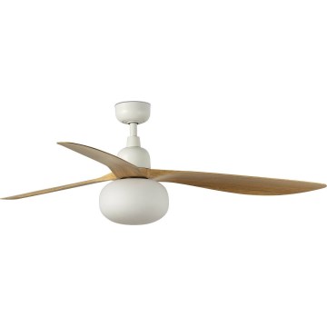 FARO 34361WT-11L - Ventilatore da soffitto OUTWOOD L 1xE27/15W/230V marrone/bianco diametro 150 cm Wi-Fi Tuya IP44 + telecomando