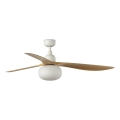 FARO 34361WT-11L - Ventilatore da soffitto OUTWOOD L 1xE27/15W/230V marrone/bianco Ø 150 cm Wi-Fi Tuya IP44 + con telecomando