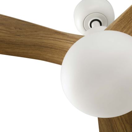 FARO 34361WT-11L - Ventilatore da soffitto OUTWOOD L 1xE27/15W/230V marrone/bianco diametro 150 cm Wi-Fi Tuya IP44 + telecomando