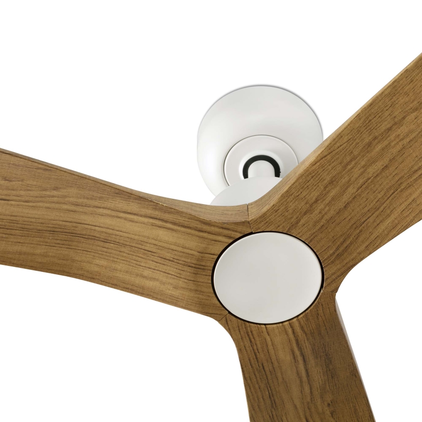 FARO 34361WT - Deckenventilator OUTWOOD L braun/weiß d 150 cm Wi-Fi Tuya IP44 + Fernbedienung
