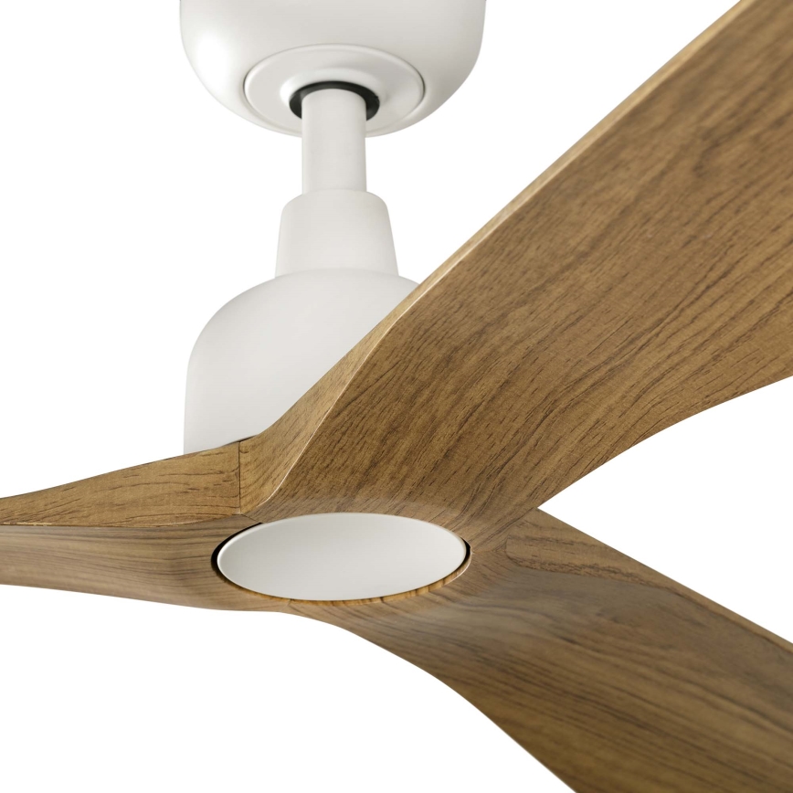 FARO 34361WT - Ventilatore da soffitto OUTWOOD L marrone/bianco diametro 150 cm Wi-Fi Tuya IP44 + telecomando