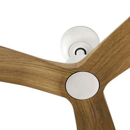 FARO 34361WT - Ventilatore da soffitto OUTWOOD L marrone/bianco, diametro 150 cm, Wi-Fi Tuya, IP44 + telecomando