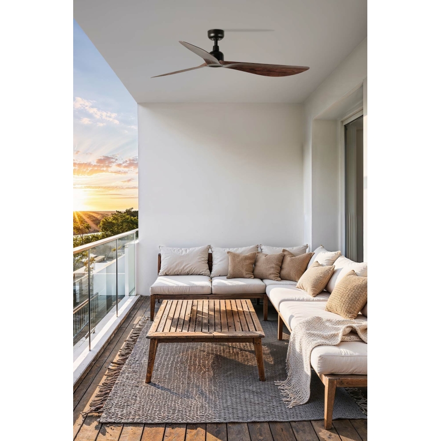 FARO 34362 - Ventilateur de plafond OUTWOOD L marron/noir d. 150 cm IP44 + Télécommande