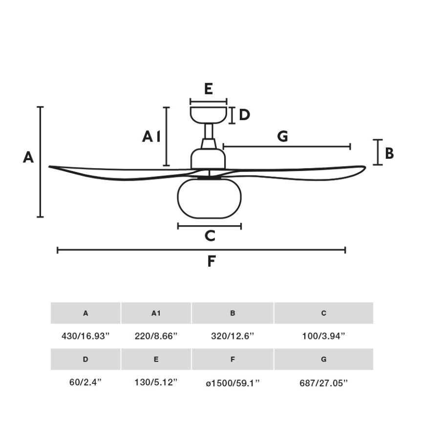 FARO 34363WT-11L - Ventilatore da soffitto OUTWOOD L 1xE27/15W/230V bianco diametro 150 cm Wi-Fi Tuya IP44 + telecomando
