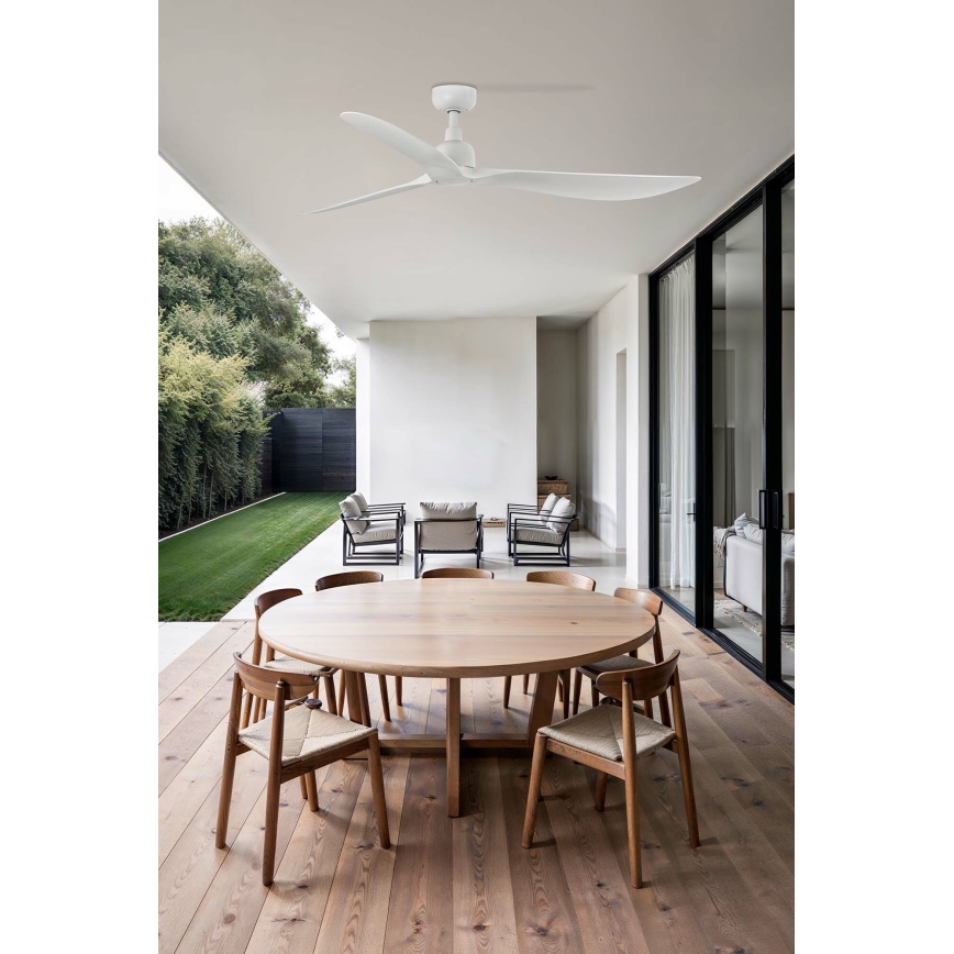 FARO 34363WT - Deckenventilator OUTWOOD L weiß d 150 cm Wi-Fi Tuya IP44 + Fernbedienung