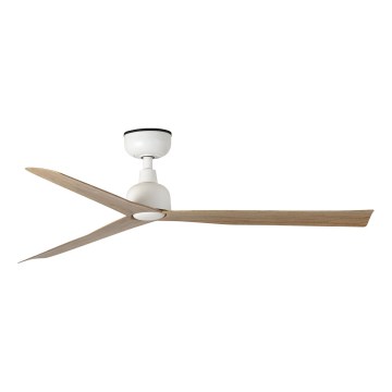 FARO 34370WT - Ventilatore da soffitto MARINE M diam. 125 cm marrone/bianco IP44 Wi‑Fi Tuya + telecomando