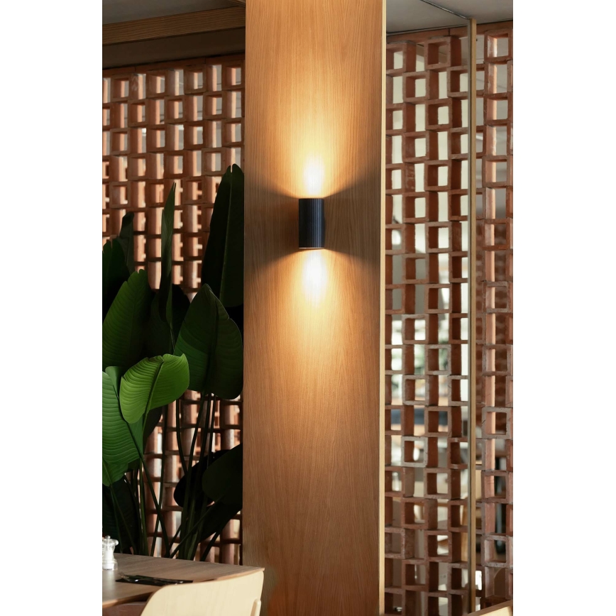 FARO 40543 - Applique murale SOLE 2xGU10/8W/230V noir ondulé arrondi