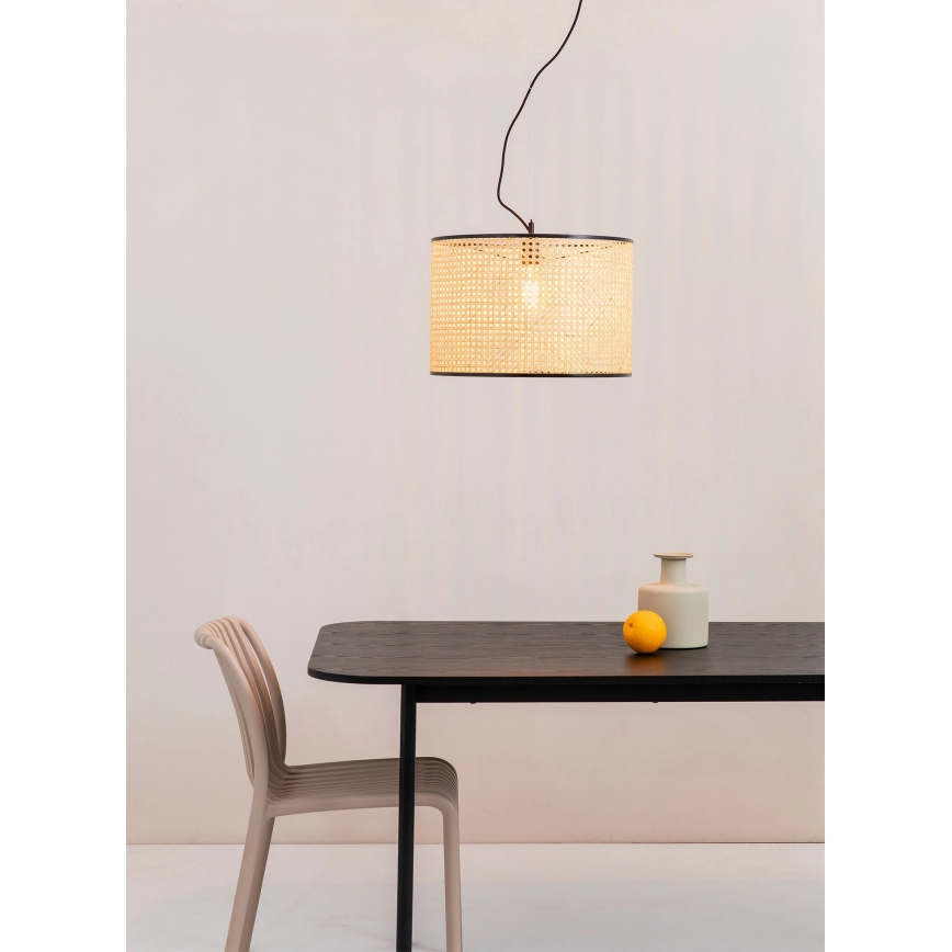 FARO 64314-49 - Lampadario su corda MAMBO 1xE27/15W/230V d. 45 cm rattan/nero