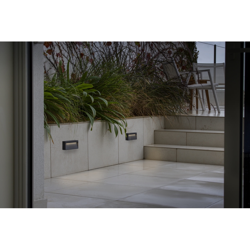 FARO 71966 - Luminaire LED d'escalier DUNE LED/6W/230V 2200/2700/3200/4000K IP65 anthracite rectangulaire