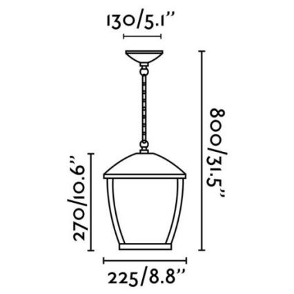 FARO 75002 - Suspension d'extérieur avec chaîne WILMA 1xE27/100W/230V IP44