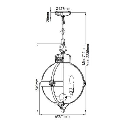 Feiss - Suspension chaîne ADAMS 3xE14/60W/230V doré
