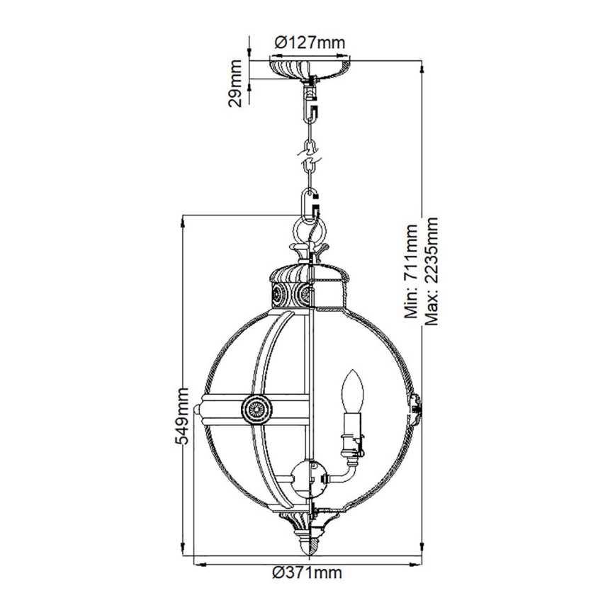 Feiss - Suspension chaîne ADAMS 3xE14/60W/230V doré