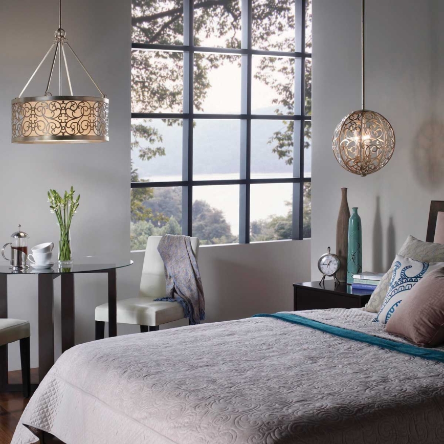 Feiss - Lampadario su asta ARABESQUE 4xE27/60W/230V dorato