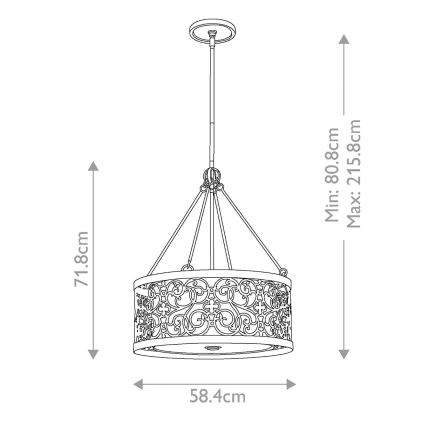 Feiss - Deckenleuchte ARABESQUE mit Stange 4xE27/60W/230V, gold