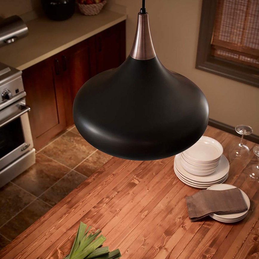Feiss - Suspension sur câble BESO 1xE27/60W/230V Ø 25,4 cm noir/cuivré