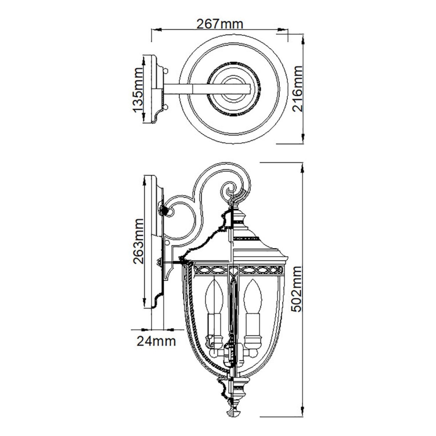 Feiss - Applique murale extérieure ENGLISH BRIDLE 3xE14/60W/230V IP44