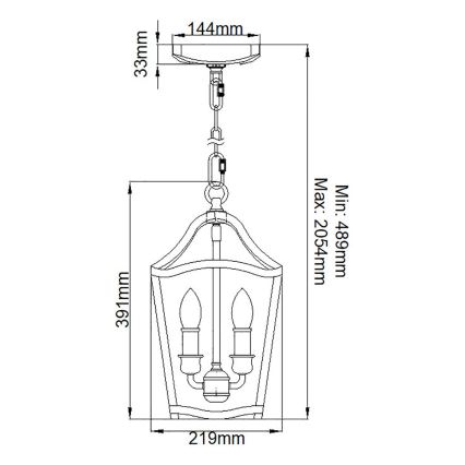 Feiss - Suspension chaîne YARMOUTH 3xE14/60W/230V